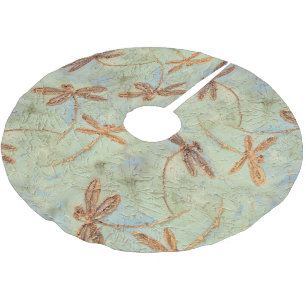 Dragonfly Dance Gold Brushed Polyester Tree Skirt
