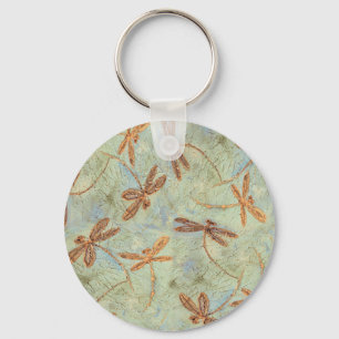 Dragonfly Dance Gold Key Ring