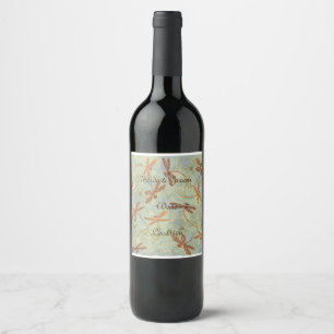 Dragonfly Dance Gold Wine Label