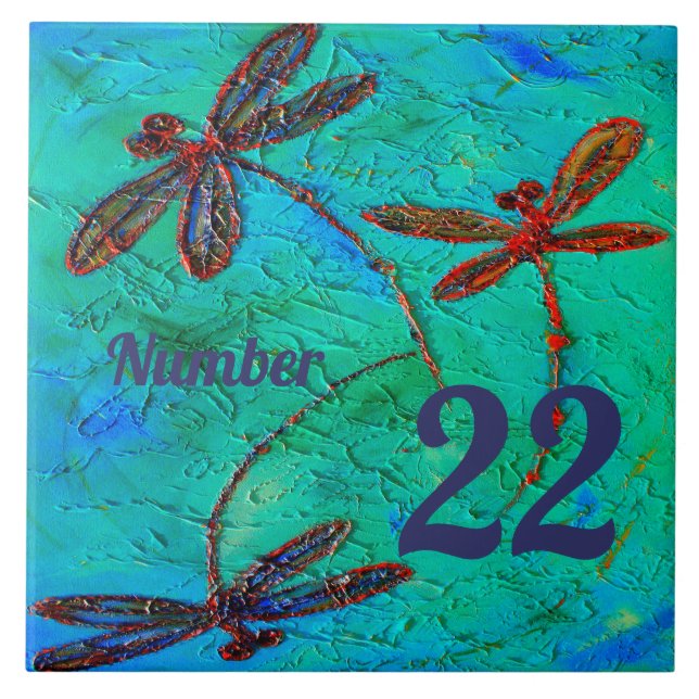 Dragonfly Dance House Number Tile (Front)