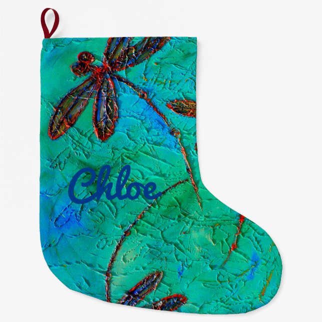 Dragonfly Dance Large Christmas Stocking (Front)