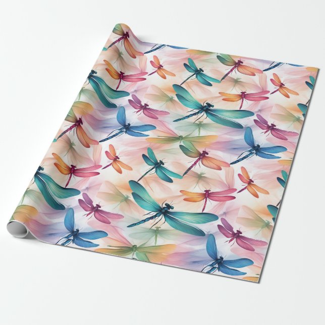 Dragonfly Dance Print Cut Sew Bag Wrapping Paper (Unrolled)