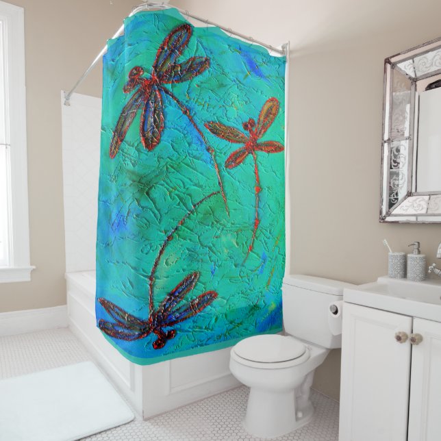 Dragonfly Dance Shower Curtain (In Situ)