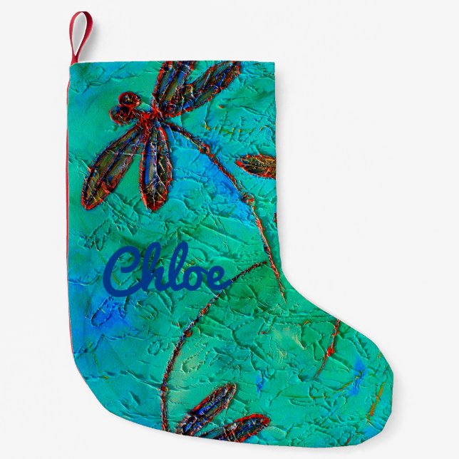 Dragonfly Dance Small Christmas Stocking (Front)