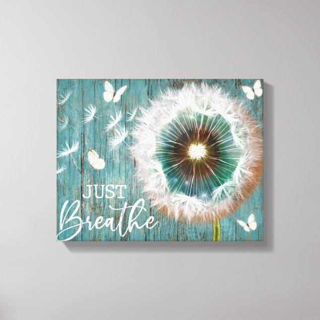 Dragonfly Dandelion Just Breathe Canvas Framed (Front)