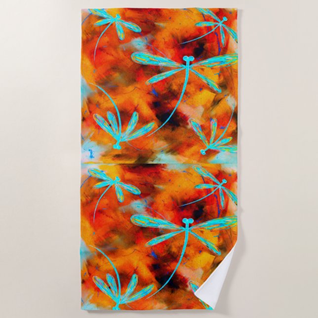 Dragonfly Desert Flit Beach Towel (Front)