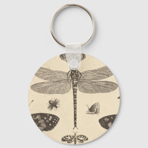 Dragonfly ( detail ) Vintage Art Key Ring
