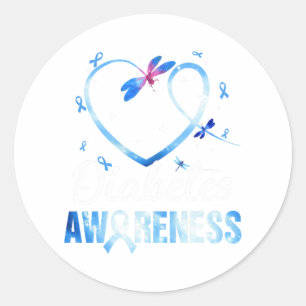 Dragonfly Diabetes Awareness Classic Round Sticker