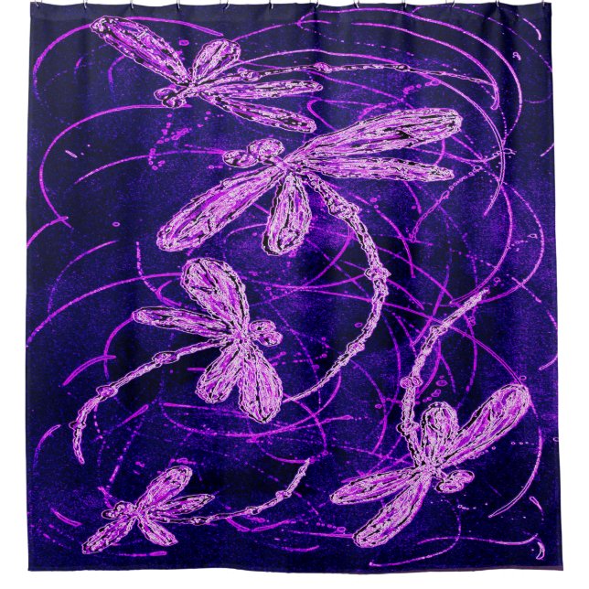 Dragonfly Disco  Shower Curtain (Front)