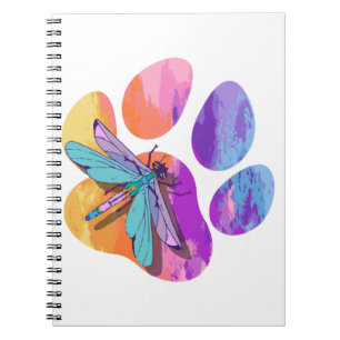 Dragonfly Dog Paw Colour Dog Insect Lover Notebook