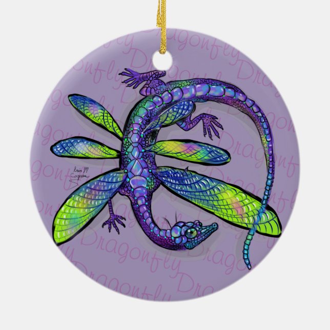 Dragonfly Dragon Ceramic Tree Decoration (Back)