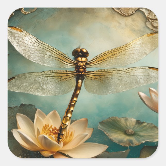 Dragonfly Dream Square Sticker (Front)