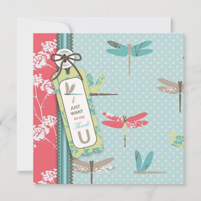 Dragonfly Dreams TY Square Thank You Card (Front)