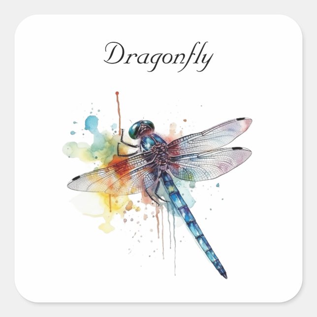 Dragonfly Dreamscape, custom Square Sticker (Front)