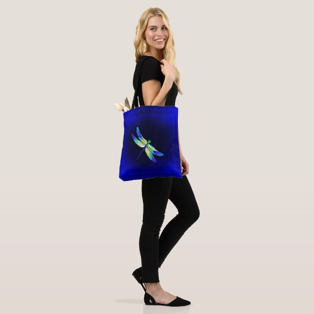Dragonfly Electric Blue - Personalise with a name Tote Bag (On Model)
