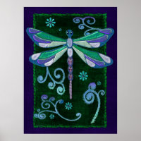 Dragonfly Elegant Jewelled Folk Art