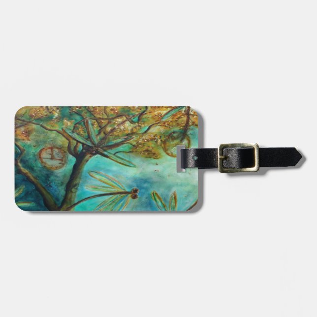 Dragonfly Flirtation Luggage Tag (Front Horizontal)