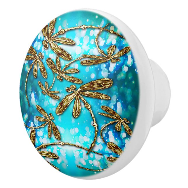 Dragonfly Flit Bubbles Ceramic Knob (Right)
