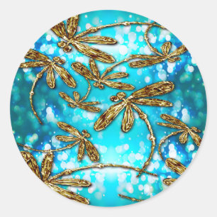 Dragonfly Flit Bubbles Classic Round Sticker
