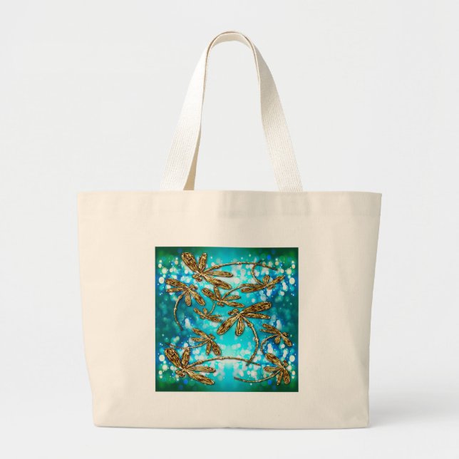 Dragonfly Flit Bubbles Large Tote Bag (Front)