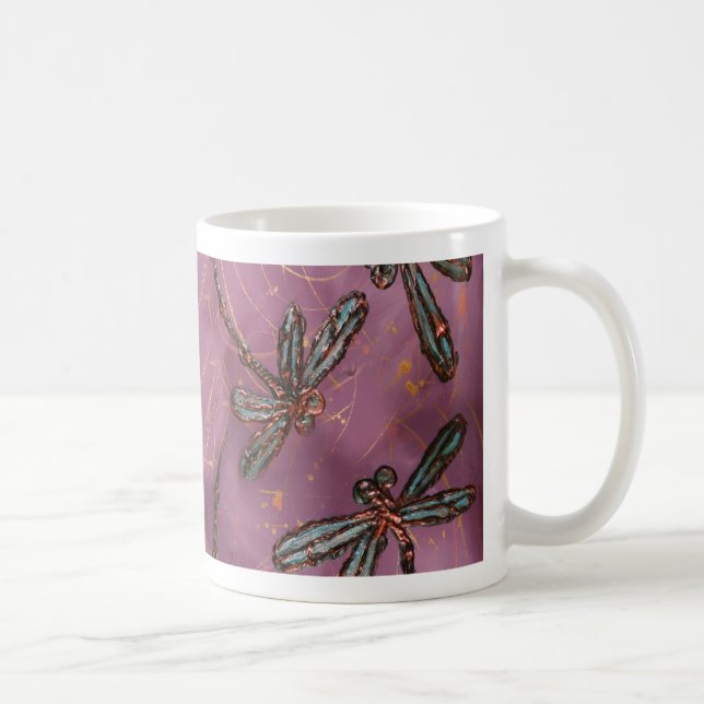 Dragonfly Flit Dusky Rose Coffee Mug (Right)