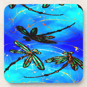 Dragonfly Flit Electric Blue Coaster