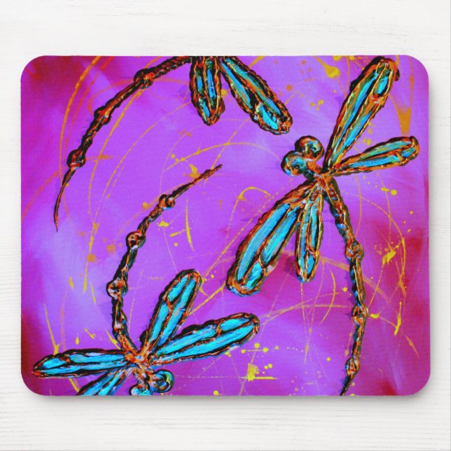 Dragonfly Flit Electric Pink Mouse Pad (Front)