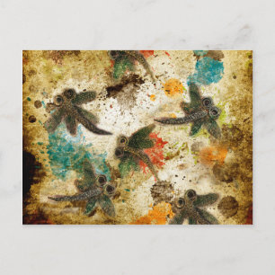 Dragonfly Flit Rustic Splash Postcard