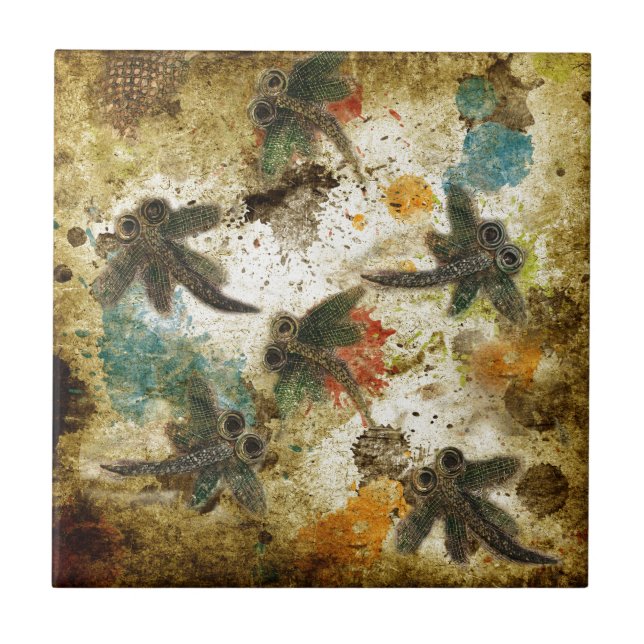Dragonfly Flit Rustic Splash Tile (Front)