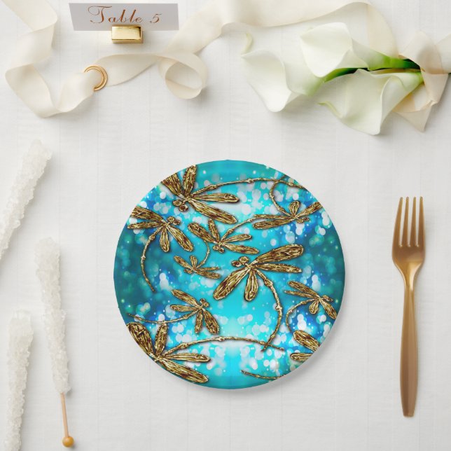 Dragonfly Flit Vubbles Paper Plate (Wedding)