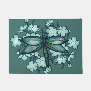 Dragonfly Floral Art dragonflies flower art floral Doormat