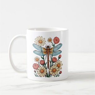 Dragonfly Floral Cottagecore Garden Flower Nature Coffee Mug
