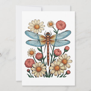 Dragonfly Floral Cottagecore Garden Flower Nature  Invitation