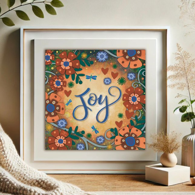 Dragonfly Floral Joy Inspiring Yellow Inspirivity Poster (Creator Uploaded)