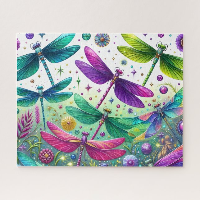 Dragonfly Floral Meadow Jigsaw Puzzle (Horizontal)