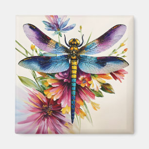 Dragonfly Floral Multicolor Art Magnet