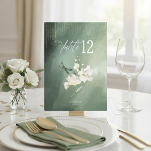 Dragonfly Floral Sweet 16 Table Numbers ID1310