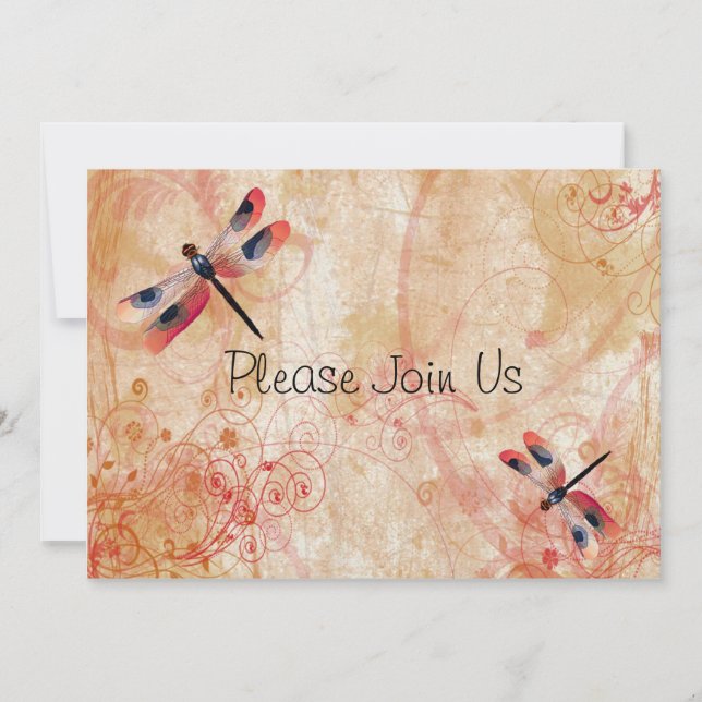 Dragonfly Flourish Wedding Invitation (Front)