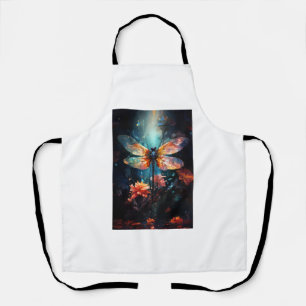 Dragonfly Flower Art - Stained Glass Apron