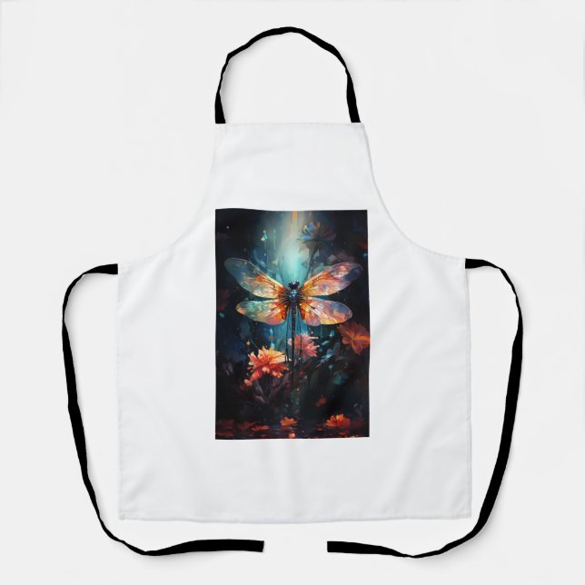 Dragonfly Flower Art - Stained Glass Apron (Front)