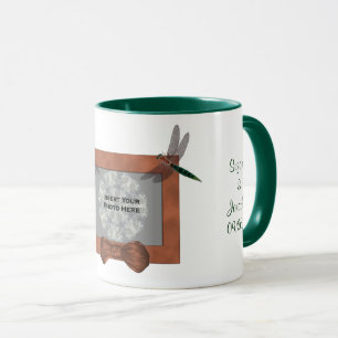 Dragonfly Frame Personalised Wedding Photo Mug