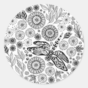 Dragonfly garden classic round sticker