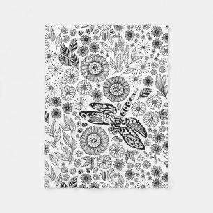 Dragonfly garden fleece blanket