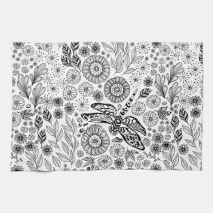 Dragonfly garden tea towel