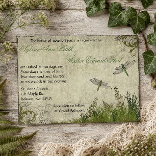 Dragonfly Garden Vintage Wedding Invitation