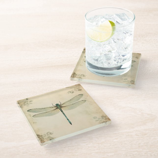 Dragonfly Glass Coaster, Dragonfly  Glass Coaster (Angled)