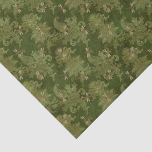 Dragonfly Green Damask  Tissue Paper