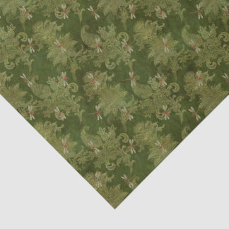 Dragonfly Green Damask  Tissue Paper