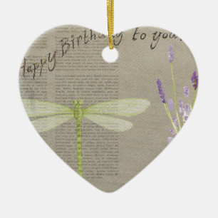 dragonfly happy birthday ceramic tree decoration
