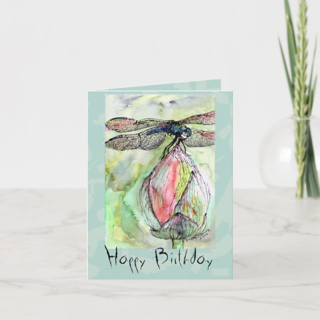 Dragonfly Happy Birthday Customisable Card (Front)